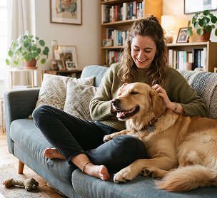 Person fostering a dog